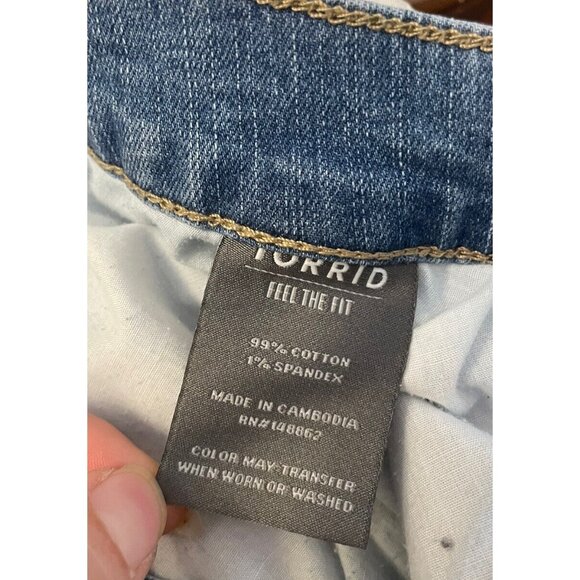 TORRID Cut Off  Blue Jean Shorts Button Fly Size 24 Stretch - Picture 5 of 9